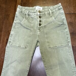 Frame Women's Military Olive Army Green Le Crop Mini Boot Cut Jeans Size 26X26